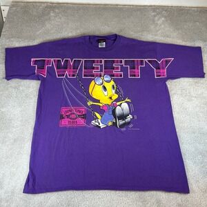 Vintage 1996 Garment Graphics Looney Tunes T-Shirt‎ Mens XL Purple Tweety Bird
